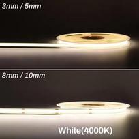 3MM 5MM 8MM Itin plona COB LED juosta 320 LED/m 400 LED/m Didelio tankio pritemdoma lanksti šviesa 5V 12V 24V Namų miegamojo dekoravimui 8MM 320LEDS 5V USB 0.5M balta