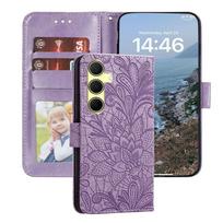 Book Case For Samsung Galaxy A17 A07 A16 A26 A36 A56 A27 A37 A57 A06 3D Floral Wallet Phone Cover with Card Slots For Samsung Galaxy A17 violetinė