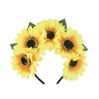 Luxurious Ethnic Style Headband Adjustable Flower Hair Hoop for Mardi Gras Girls 1 geltona