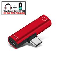 2 viename ausinių įkrovimo laido keitiklis, USB 3.5 į C tipo Otg adapteris, suderinamas su raudona