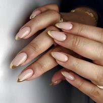 24 Pcs Almond Shape Press On Nail French Tip Acrylic False Nail Glossy Artificial Nail Reusable Stick on Nail for Party 1