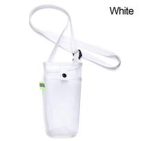 Useful Portable With Strap Sport Water Bottle Cover Mesh Cup Pouch Mobile Phone Bag Cup Sleeve balta