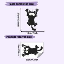 Self-adhesive Cartoon Black Cat Raising Paw Toilet Stickers Wall Decals for Bathroom Home Decor 20x29cm juoda