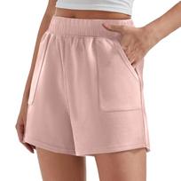 Women's Loose Fit Casual Athletic Shorts Elastic Waistband Side Pockets Lightweight Breathable Fabric Suitable for Outdoor Activities L rožinė