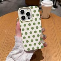 Green And White Dots Phone Case For IPhone 17 Air 16 15 14 Plus 13 12 11 Pro Max Shockproof Leather Lightweight Protective Cover iphone 16 Plus