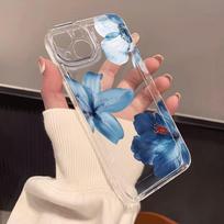 Skaidrus mėlynas gėlių lelijo hibiskuso spaudos telefono dėklas iPhone 17 16 16E 15 14 13 12 11 Pro Max X XR XS 7 8 Plus minkštas dangtelis iPhone 13 Pro