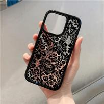 Phone Case for iPhone 17 16 15 14 13 11 12 Pro Max 16E Air X XR XS 7 8 Plus SE Shockproof Cover Vintage Floral Lace Clear iphone 14