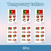 6Pcs Portugal Flag Temporary Tattoo Sticker, Long-lasting and Waterproof, Festival, Football, Soccer Fan Face Stickers, Arm, Face 6pcs