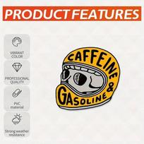 Caffeine & Gasoline Skull Sticker - Durable, Weatherproof Decal for Laptops, Cars, and Trucks 3pcs