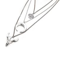 European-American Bull Head Geometric Animal Pendant Necklace, Retro Choker Sweater Chain