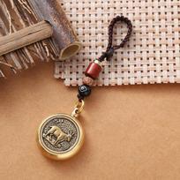 2027 Chinese Zodiac Goat Keychain Copper Feng Shui Lucky Pendant for Birthday Gift Backpack Car Key Ornament A2