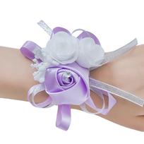 Silk Flower Wrist Corsage For Wedding Ceremonies Handmade Bride Bridesmaid Photography Wrist Flower Wedding Accessory šviesiai violetinė spalva