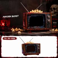Retro Style Television Shaped Popcorn Bucket with Antenna and Static Screen Design for Movie Theater and Home Use One Size