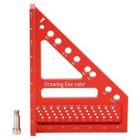 Convenient Aluminum Alloy Drawing Line Ruler 0 to 90 Degree Red 3D Multi Angle Measuring Ruler Miter Triangle Tool Woodworking sidabras