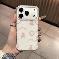 ins girl powder love bear applies to Apple 17Promax mobile phone case IP16 large hole IMD15 cute 14 sets IPhone17ProMax