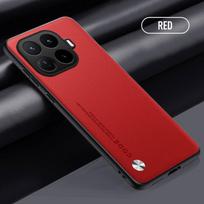 EUCAGR prabangus PU odos dėklas Xiaomi 17T Pro nugarėlei, silikoninis pilnos apsaugos telefono dėklas Xiaomi 17TPro Xiaomi 17T raudona