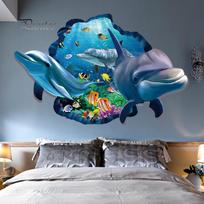 Namu dekoras 60 x 90cm Povandeninis pasaulis Delfinas Žuvis Sienų lipdukas Vaikų miegamasis Namų dekoras
