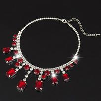 Klasikiniai moteriški elegantiški Drop Crystal Choker karoliai Moteriški Statement karoliai ir pakabukai Dovana raudona