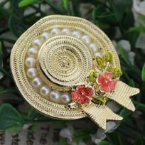 „Blucome Alloy“ senovinių gėlių perlų emalio smeigtukai literatūrinio stiliaus šiaudinės skrybėlės sagė moteriai, vyrui, kalėdinės dovanos auksas