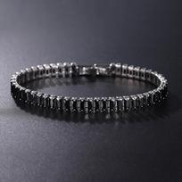 Spalvinga kubinio cirkonio apyrankė moterims Vyriška cirkonio apyrankė Vestuviniai papuošalai CZ Chain Homme papuošalai 17cm juoda