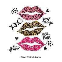 Spalva Lūpos Pleistrai drabužiams Parches Ropa Heat Press Aplikuoti drabužiai Lipdukai Džinsai Pasidaryk pats gobtuvai Termo pleistrai Drabužiai 23.2x23.6cm black