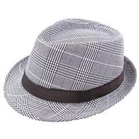 Unisex Trilby Gangster Cap Beach Sun Straw Hat Band Sunhat balta