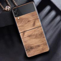 Sulankstomas dėklas Samsung Z Flip 3 apvalkalas, skirtas Galaxy Z Flip3 kietas dangtelis, skirtas ZFlip 3 silikoninis telefono dangtelis medinis Samsung Z Flip3
