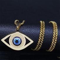 Evil Eye karoliai Mėlynos turkiškos akies amuletas Lucky Charms Kaklo papuošalai moterims Merginoms Vyrams Apsauginiai papuošalai Dovana auksas