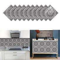 10 vnt. Pilkos Mandalos Rašto Plytelių Lipdukai Namų Renovacijai Virtuvės ir Vonios Sienos Juostos Dekoracija Lipni Tapetai 10cm×10cm×10pcs gray