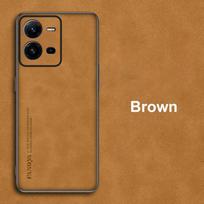 Prabangus PU odinis dėklas, skirtas Vivo V25 Pro V25E dangtelis, matinis silikonas, pilnai apsaugantis telefono dėklas, skirtas Vivo Y35 Y16 4G Y22 Y22S Coque For Vivo V25E ruda
