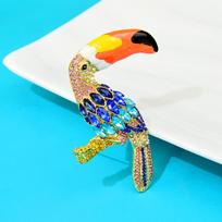Blucome Cirkonio Toucan Dideli Papūgos Sagės Moterims Gyvūno Smeigtukas Spalvingi Mados Papuošalai Palto Megztinio Aksesuarai