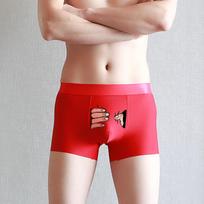 Ledinio šilko apatiniai vyriški seksualūs ir juokingi bokserių kelnaitės 2XL