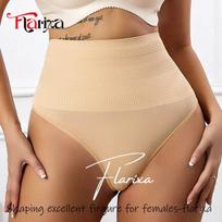 Flarixa High Waist Thong Seamless Shaping Briefs Sheath Slimming Panties Woman Flat Belly Breathable Tummy Control Underwear L&1pc smėlis