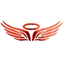 3D angelo sparno lipdukai su automobilio automobilių emblema, transporto priemonės ženklelio logotipo puošmena raudona