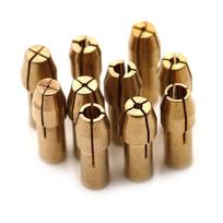 10 vnt. mini gręžimo griebtuvų adapteris 0,5–3,2 mm „Dremel“ mini griebtuvų griebtuvo adapteris, žalvario mikro įvorė, skirtas elektriniam rotaciniam įrankiui auksas