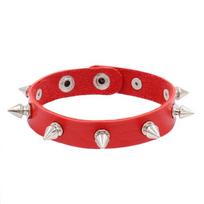 Pu odinė dygliuota apyrankė Gotikinė rankogalių Bangle Spike Juoda apyrankė Single-layer raudona