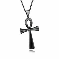 „Life Egypt“ kryžiaus pakabukas „Ankh“ Egipto grandinėlė# simbolis nerūdijančio plieno kaklo papuošalas* juoda