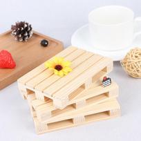 Mini medinių padėklų rinkinys gėrimams, izoliacinis padėklas, puodelio padėkliukas, puodo padėklas beige