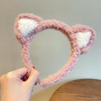 Mielas katės ausų lankelis moterims, merginoms, Cosplay plaukų lankelis, žiemos minkštas vilnos lankelis, anime vakarėlio plaukų juostos, veido prausimosi, makiažo galvos apdangalai balta