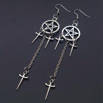 Pentagram Sword Dagger Earrings Gothic Dark Supernatural Power Earrings Friendship Gift One Size