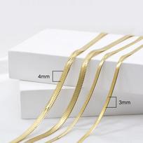 18k Yellow Gold Filled Thick Herringbone Flat Chain Unisex auksas
