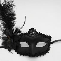 Masquerade Feather Sexy Venecijos kaukė moterims veidui Daugiaspalvė princesės kaukė juoda