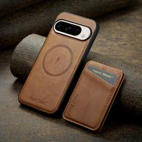 Leather for Magsafe Phone Case for Google Pixel 8 9 Pro XL 7 Pro 7A 8A 8Pro Bracket Magnetic Back Cover with Card Holder L025 Google Pixel 9
