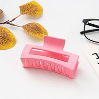 Frosted PS Material Rectangular Claw Hair Clip. 8.5 cm rožinė