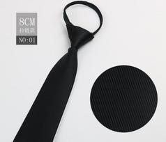 Black Men'S Tie, Striped Blue Business Tie, Lazy Knot-Free Zip Tie