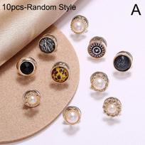 10Pcs Women Crystal Cardigan Collar Brooches Brooch Pin Gifts Shawl  Button Creative Imitation Pearl Jewelry Accessories Corsage