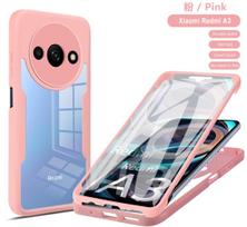 Redmi A3 Xiaomi 360 telefono dėklas pilnos apimties apsauga ekrano apsauga fotoaparato lęšio rėmelis apvalkalas funda for RM A3&360 protective case rožinė
