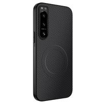 Anglies Pluošto Tekstūros Magnetinis Dėklas Sony Xperia 1 VII 1VI 5 III 5 II, Magsafe Belaidžio Įkrovimo, Matinis, Smūgiams Atsparus, Minkštas Dangtelis Sony Xperia 5 II juoda