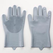 Silicone Scrubber Gloves Cleaning Brush 1 pair pilka