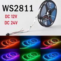 WS2811 LED juosta DC12V 24V 30/60 LED/m Adresuojama Išmani Išmani 5050RGB WS2811 Pikseliai LED šviesa IP30/65/67 Juoda/Balta PCB 12V 30Leds IP33 0.5M